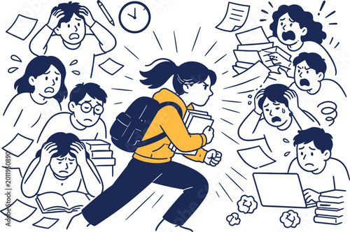 Student Rush Exam Stress Class illustration