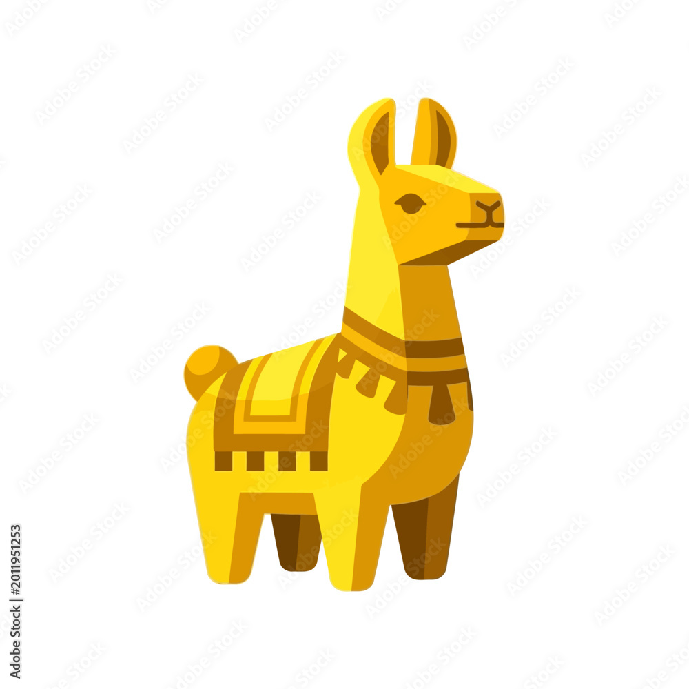 Fototapeta premium Charming Golden Llama Vector Illustration Showcasing Traditional Cultural Ornamentation