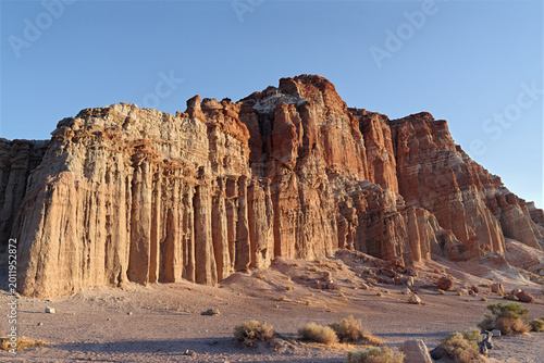 Weathered sandstone cliff in Red Rock Canyon State Park, California. 