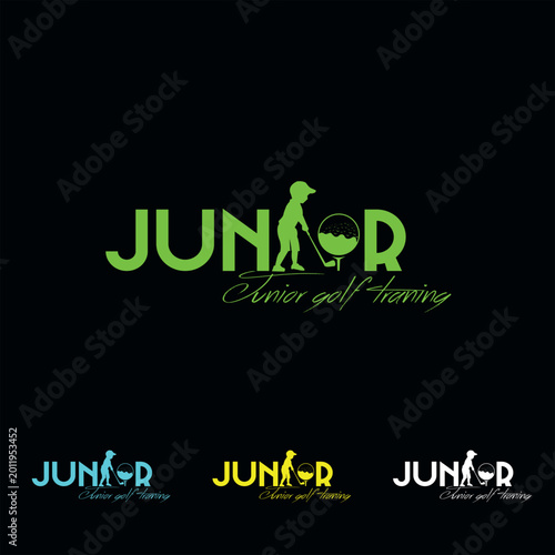 Tableau sur toile Junior Golf Training Silhouette Logo Design: Capturing the essence of junior golf training with a clean, contemporary silhouette logo, featuring a young golfer focused on the task at hand