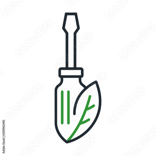 Eco repair screwdriver icon with leaf for sustainable maintenance