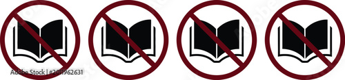 Bild auf Leinwand No books allowed restriction icon set, prohibition symbol for banned reading mat