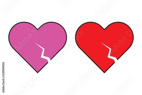 Tableau sur toile Broken Heart Icon on White Background – Symbol of Heartbreak, Sadness, Love Loss