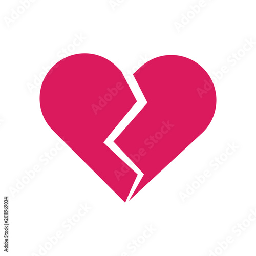 Photos Broken Heart Icon on White Background – Symbol of Heartbreak, Sadness, Love Loss