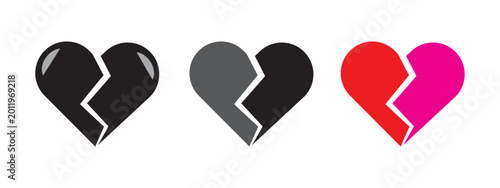 Photography Broken heart symbol, cracked heart icon, love loss concept