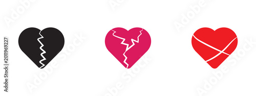 Quadro su tela Broken heart symbol, cracked heart icon, love loss concept