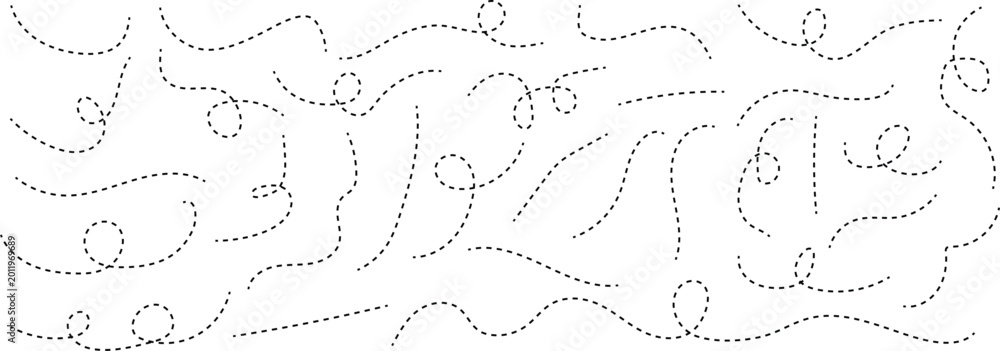 Foto Hand drawn curve dotted line vector set