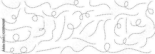 Foto Hand drawn curve dotted line vector set