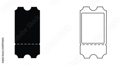 Tableau sur toile ticket stubs black silhouette and line drawing isolated on white