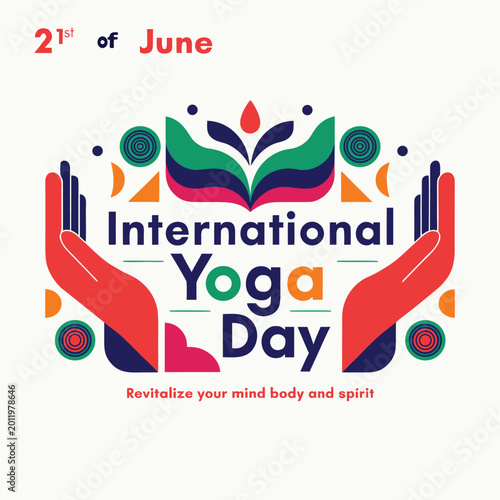 international yoga day, yoga, day, exercise, body, mind, revitalize, 21st june, meditation, sign, design, symbol, typography, word, text, vector, illustration, vintage, logo, 3d, tag, card, poster