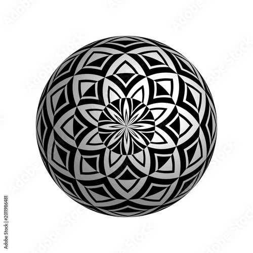 Geometric Pattern on Sphere. Decorative Ball.
