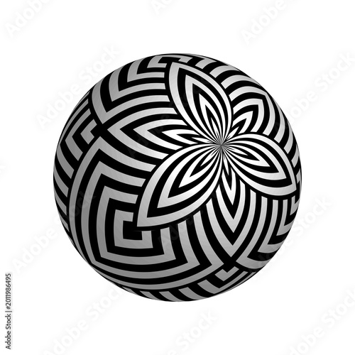 Geometric Pattern on Sphere. Decorative Ball.