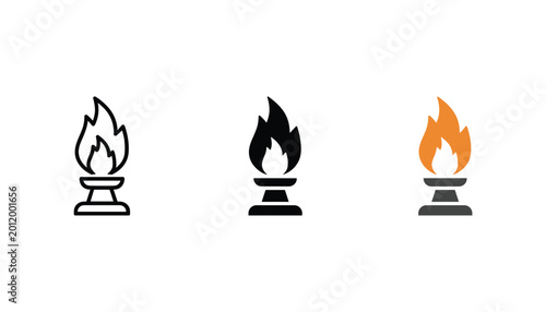 Foto Classic flaming torch symbol with vibrant orange fire emanating from a sturdy ba