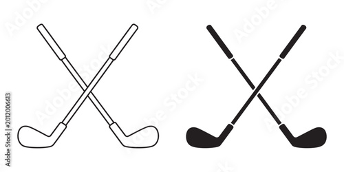 Golf Clubs Illustration, minimalist crossed golf clubs vector design for sports marketing golf equipment promotion business presentation branding concept illustration