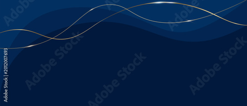 Fotografía Elegant navy backdrop with golden flowing patterns, luxurious abstract textures,