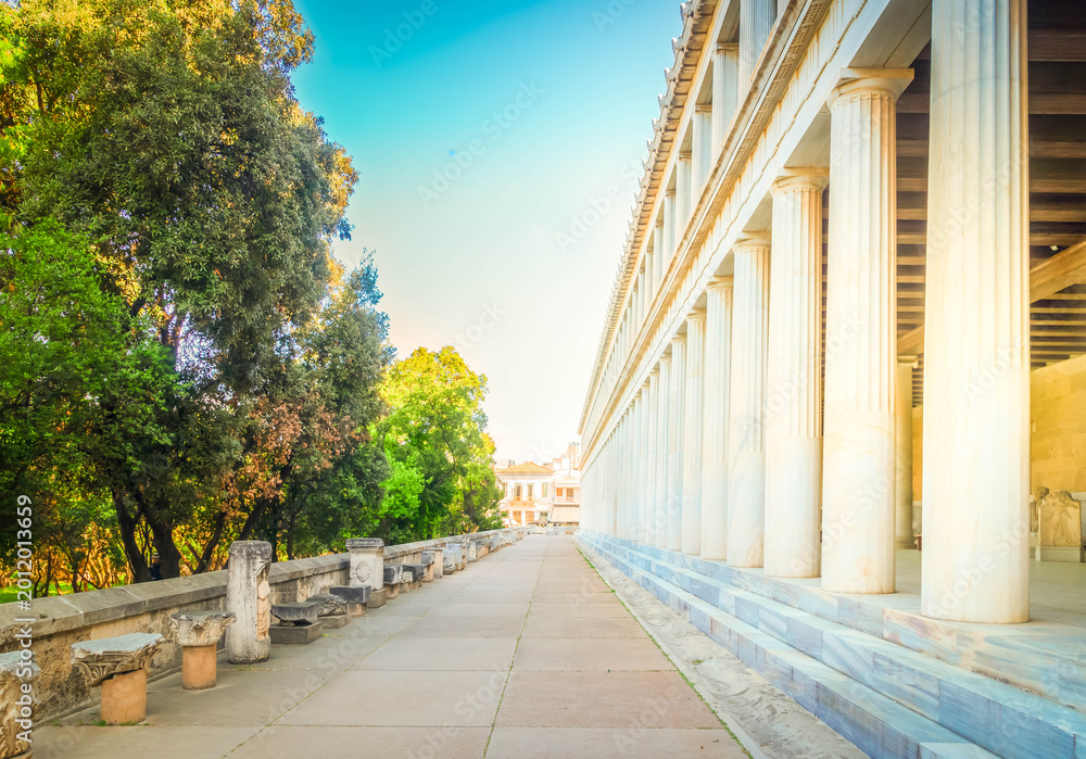Fototapeta premium Stoa of Attalos in The Ancient Agora of Classical Athens, Greece