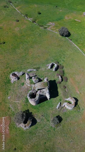 Aerial view from a drone of Asmesnal Castle in Alfaraz de Sayago, in the Sayago region of the province of Zamora, Castile and León, Spain, Europe