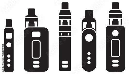 Konstfotografi Electronic cigarette icon set, minimal black glyph icons vape pods vaporizer dev