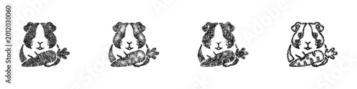 Foto Sketch guinea pig with carrot icon design set