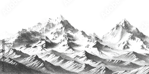 Photos Black and white mountain range landscape illustration