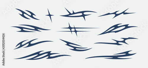 Bild auf Leinwand Perfect Y2k Cybersigilism ornament neo gothic signs  with neo tribal tattoo elem