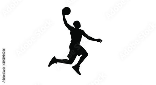 Foto Basketball player dunking athletic action pose silhouette