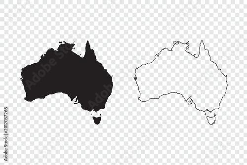 Fotografie Australia map silhouette and outline simple vector illustration for travel and g