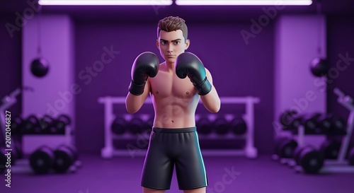 A Determined Boxer Training in a Modern Gym with Gloves, Focused on Perfecting His Skills