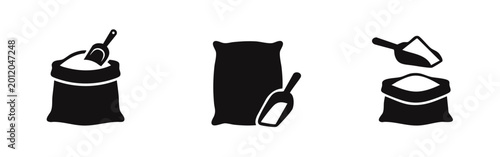 Tableau sur toile Collection of three minimalist icons featuring a sack of flour and a scoop