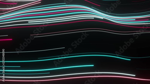 Abstract Lines in Motion - This video features vibrant neon lines of various colors, including