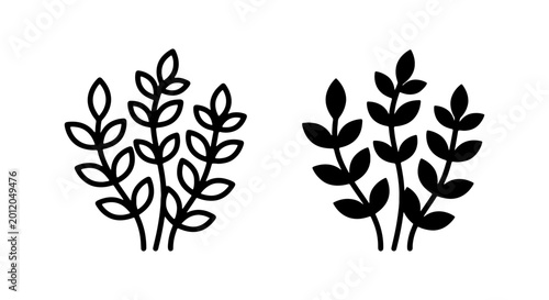 Botanical Vector Icons, Leafy Sprigs, Simple Plant Graphics, Organic Elements