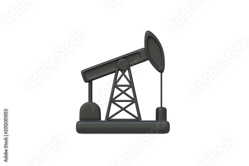 Oil pumpjack isolated on white background. Petroleum industry equipment. Side view. 3d render