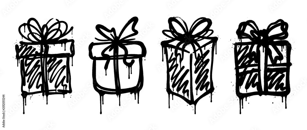 Fototapeta premium gift box , spray paint style , vector 