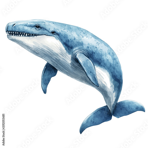 Fotografía Mosasaurus, beautiful watercolor illustration, isolated on a white background, soft and delicate colors