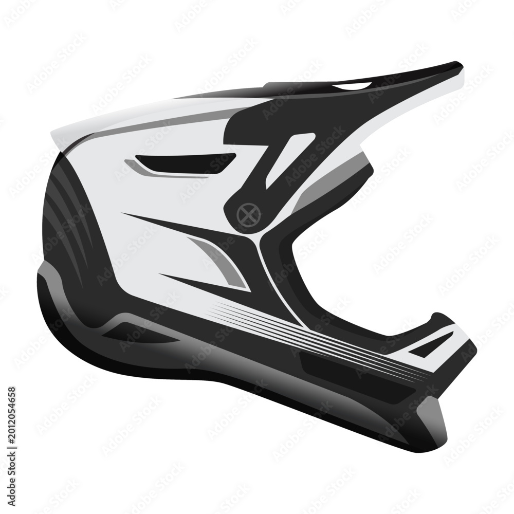 Fototapeta premium Side View of Downhill and BMX Safety Gear Helmet