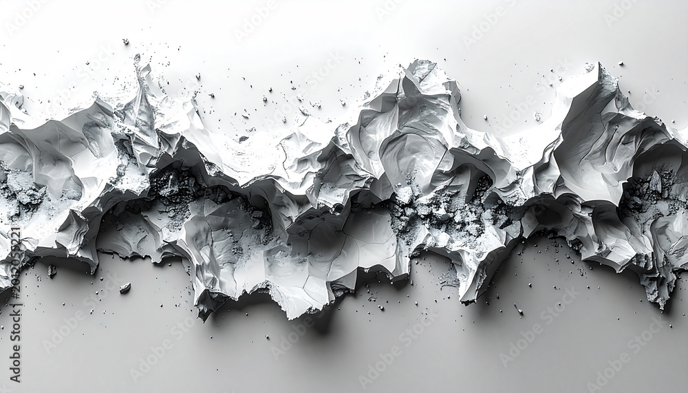 Obraz premium Abstracted Terrain: An abstract representation of a mountain range, captured in a monochromatic study of texture and form. 