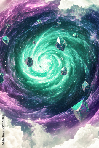 A beautiful purple and blue spiral formation in the clouds vertical frame