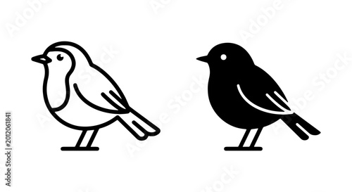 Schilderij op canvas Simple Bird Icons, Outline and Silhouette, Vector Graphics