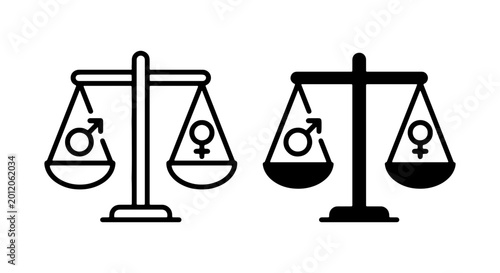 Photos Gender Equality Scales, Balance Icons, Justice Symbol Vector Set
