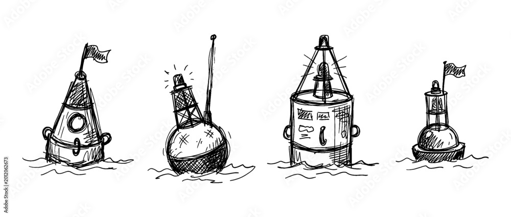 Naklejka premium buoy , pen scribble , kid Hand drawn , vector