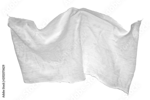 White transparent cotton torn cloth flying, clipping path, design element