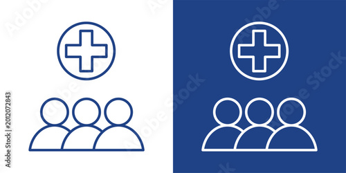 Schilderij op canvas Medicare Blue And White Icon Style Collection