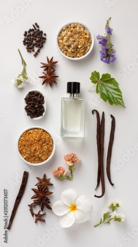 Elegant arrangement of aromatic ingredients for fragrance creation