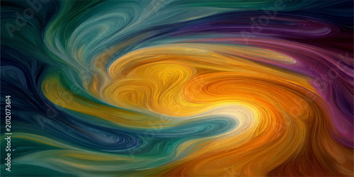 Картината върху платно A mesmerizing display of fluid colors swirls, painting a vibrant and dynamic abstract artwork