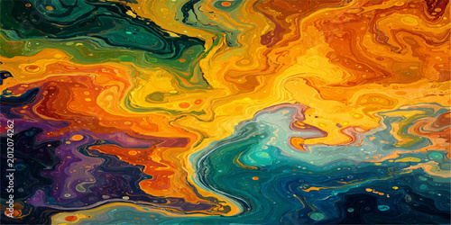 Bild auf Leinwand Vibrant swirls of paint meld together, creating a beautiful display