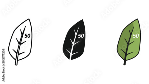 set of three numbered autumn leaves flat design vector illustration