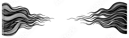 Obraz na plátně Flowing wavy lines resembling hair or smoke in woodcut engraving style