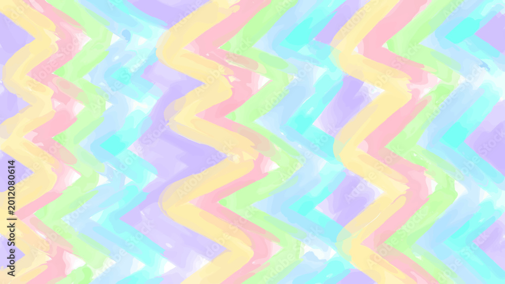 Obraz premium Pastel Rainbow Zigzag Pattern - Soft Watercolor Abstract Background