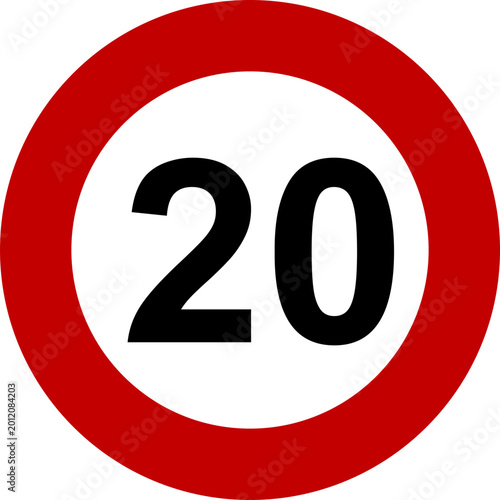 Fotografie Speed Limit 20 kmh Traffic Sign Vector