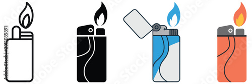 Cuadro en lienzo Lighter icon flat vector illustration featuring gasoline pocket lighter, ignitio
